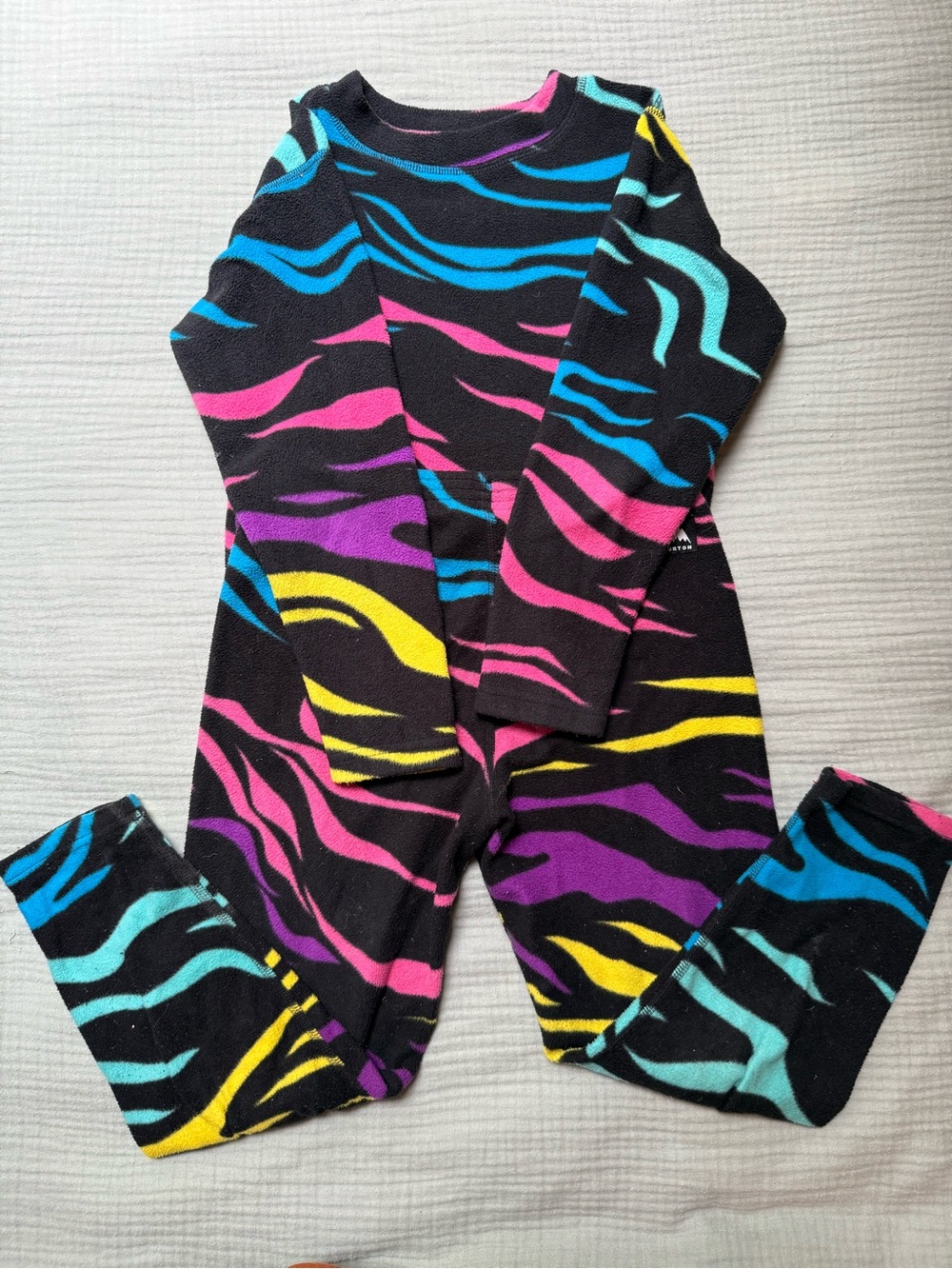Kids’ Burton Sz. 5 Fleece Base Layer Set in Multicolor Zebra Stripe